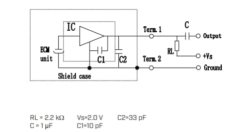 Applikations-Schaltungsdiagramm - Same Sky 4 mmm Elektret-Kondensatormikrofon mit Rauschunterdrückung